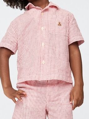 GAP Red & White Striped Button-Down Shirt & Matching Shorts